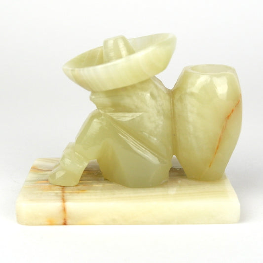Carved Onyx Stone Siesta Man Toothpick Holder