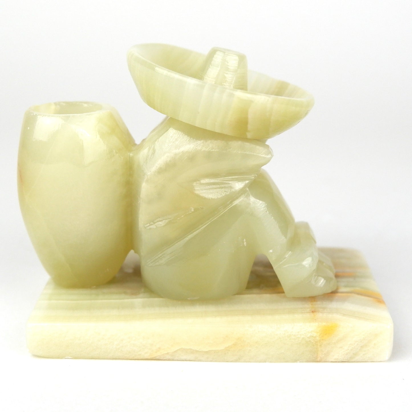 Carved Onyx Stone Siesta Man Toothpick Holder